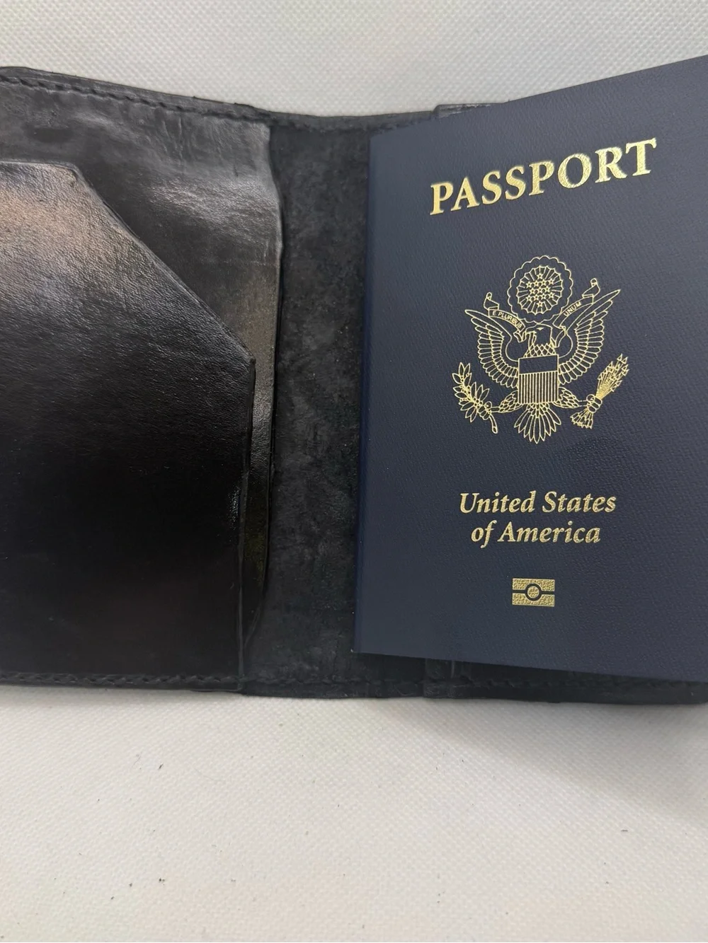 Handmade Black Leather Passport Holder, Skull & Spiderweb Tooled Design